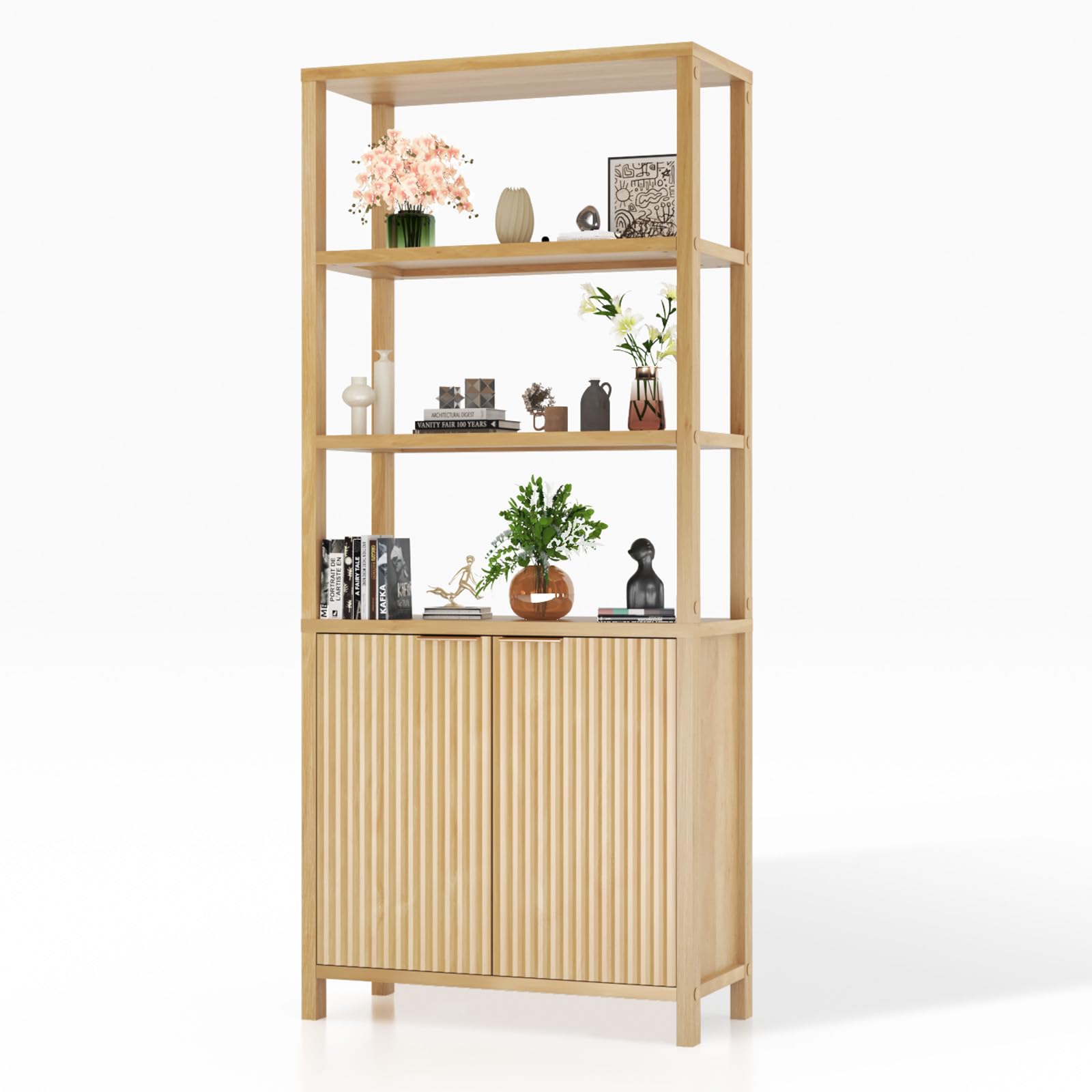 Amazon.com: VINGLI Bookcase with Fluted Doors, 71